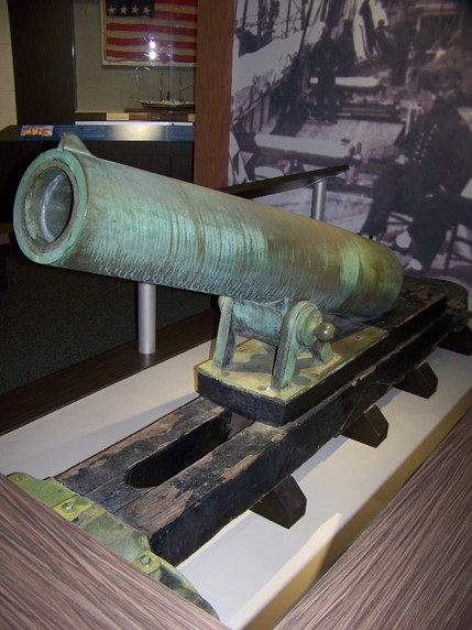 Recent photo of the 24-pound boat howitzer mounted on a deck carriage on display at the U.S. Coast Guard Academy. (Courtesy of the author) Recent photo of the 24-pound boat howitzer mounted on a deck carriage on display at the U.S. Coast Guard Academy. (Courtesy of the author)